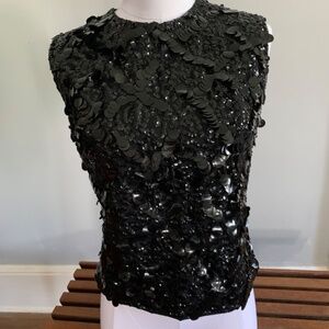 VIntage black coin sequin top